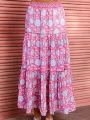 Aspiga Pink Becks Cotton Block Print Skirt - Image 1 of 5