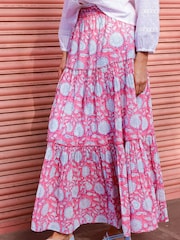 Aspiga Pink Becks Cotton Block Print Skirt - Image 3 of 5