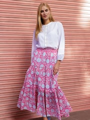 Aspiga Pink Becks Cotton Block Print Skirt - Image 4 of 5