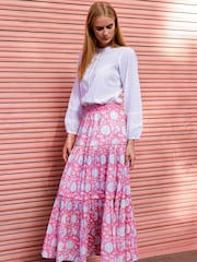 Aspiga Pink Becks Cotton Block Print Skirt - Image 5 of 5