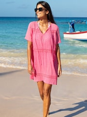 Aspiga Pink Roxy Crinkle Cotton Kaftan - Image 1 of 4