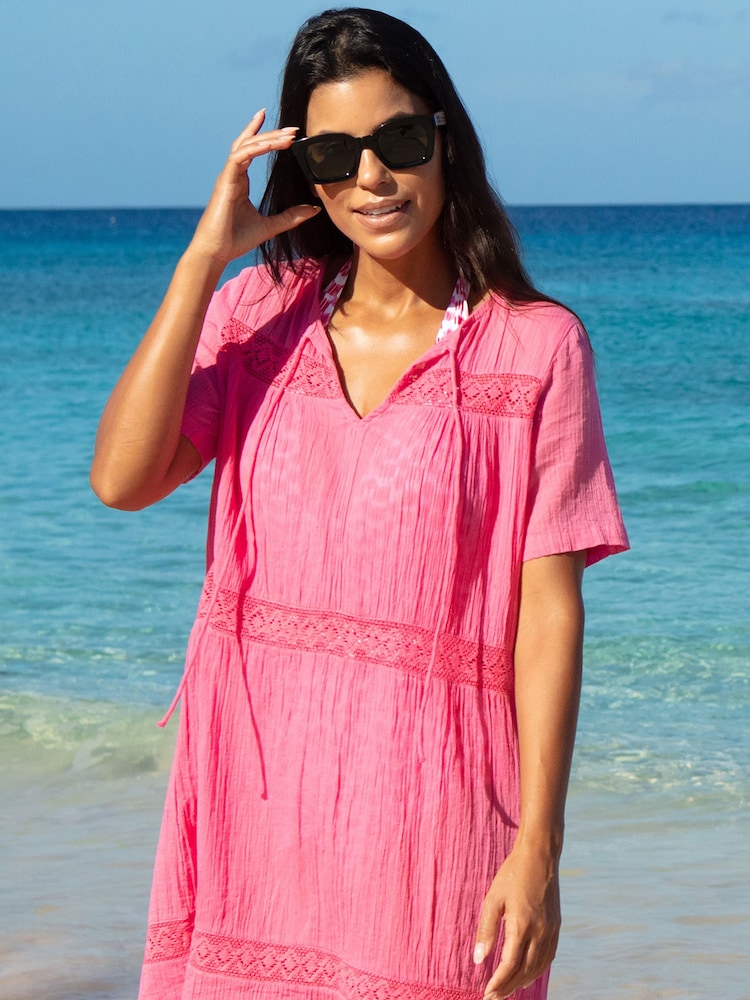 Aspiga Pink Roxy Crinkle Cotton Kaftan - Image 2 of 4