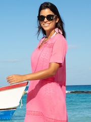 Aspiga Pink Roxy Crinkle Cotton Kaftan - Image 3 of 4