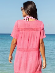Aspiga Pink Roxy Crinkle Cotton Kaftan - Image 4 of 4