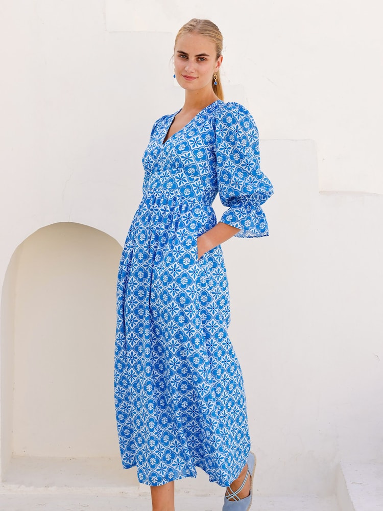 thin cotton dress Womens Aspiga Blue Chloe Thin Cotton Dress S (US 4-6)