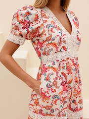 Aspiga Red Enny Short Sleeve Linen Dress - Image 3 of 6