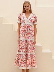 Aspiga Red Enny Short Sleeve Linen Dress - Image 6 of 6