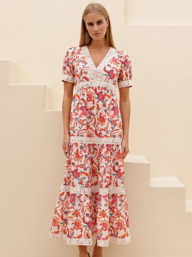 Aspiga Red Enny Short Sleeve Linen Dress - Image 6 of 6