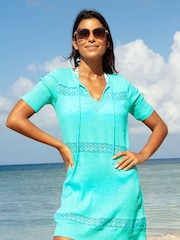 Aspiga Green Roxy Crinkle Cotton Kaftan - Image 1 of 5