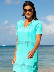 Aspiga Green Roxy Crinkle Cotton Kaftan - Image 4 of 5