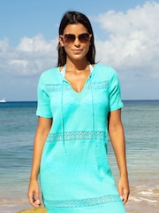 Aspiga Green Roxy Crinkle Cotton Kaftan - Image 5 of 5