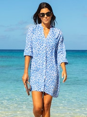 Aspiga Blue Mila Viscose Crinkle Shirt Tunic - Image 4 of 5