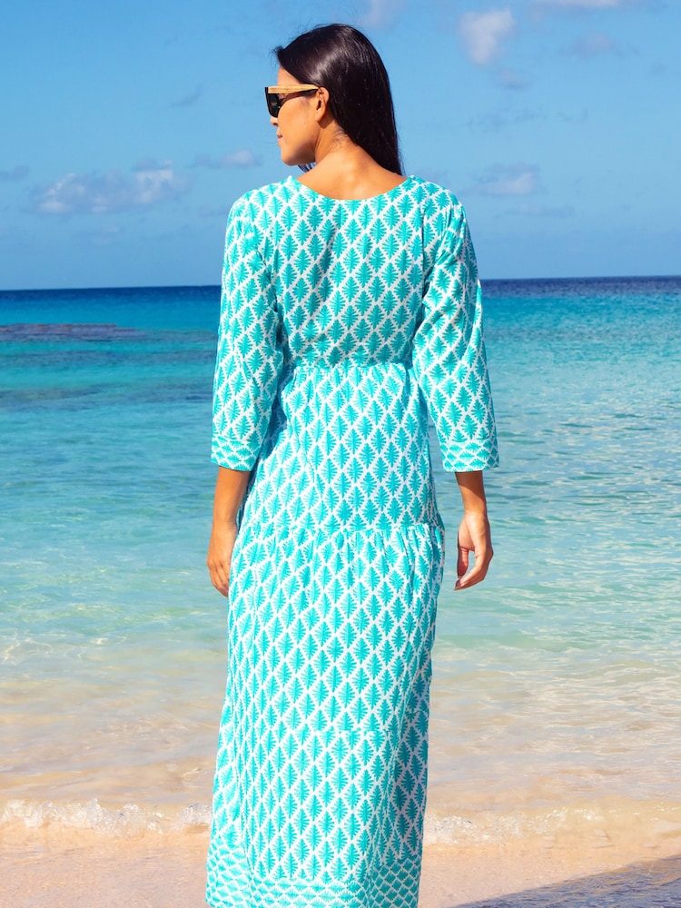 Aspiga Blue Mykonos Cotton Maxi Dress - Image 2 of 5 Aspiga Blue Mykonos Cotton Maxi Dress - Image 2 of 5