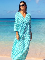 Aspiga Blue Mykonos Cotton Maxi Dress - Image 4 of 5