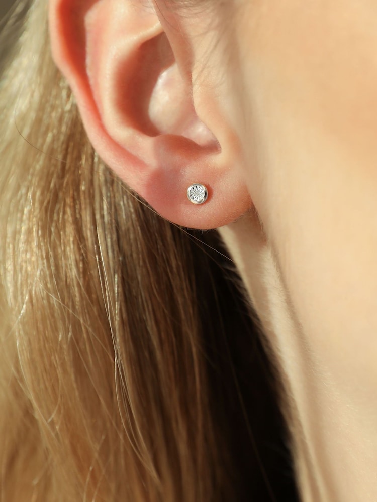 Carrie Elizabeth Silver Tone Celeste Bezel Set Stud Earrings - Image 1 of 3