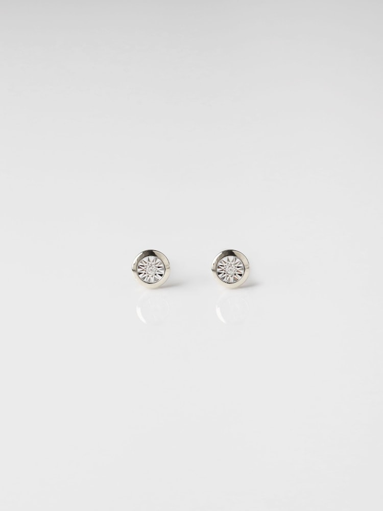 Carrie Elizabeth Silver Tone Celeste Bezel Set Stud Earrings - Image 2 of 3