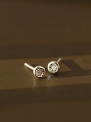 Carrie Elizabeth Silver Tone Celeste Bezel Set Stud Earrings - Image 3 of 3