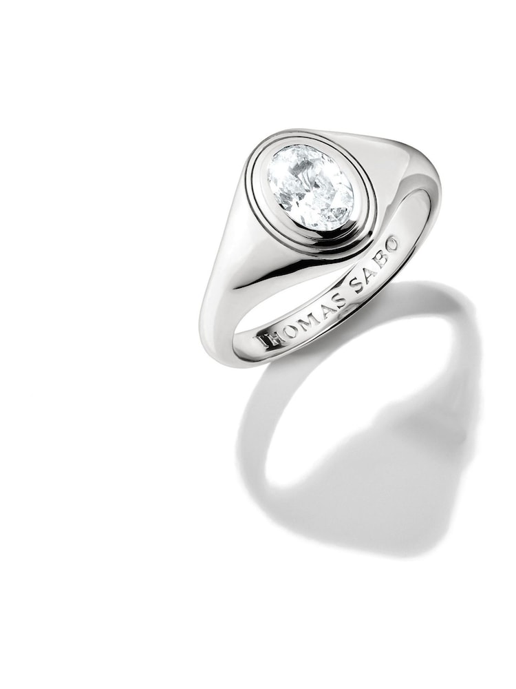 Thomas Sabo Silver Tone Bold Elegance Ring With Oval Zirconia Stone - Image 1 of 2