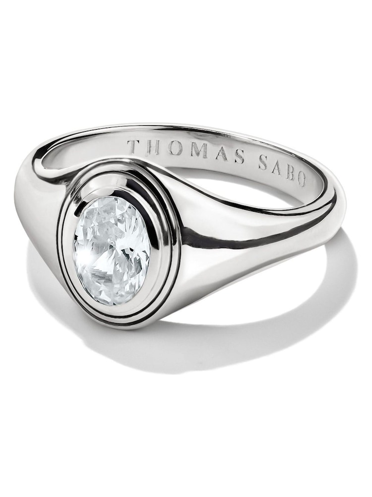 Thomas Sabo Silver Tone Bold Elegance Ring With Oval Zirconia Stone - Image 2 of 2
