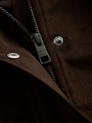 The Set Faux Suede Funnel Neck Jacket Chocolate Brown - Image 5 of 6