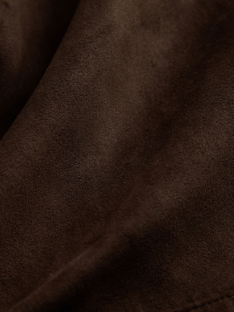 The Set Faux Suede Funnel Neck Jacket Chocolate Brown - Image 6 of 6