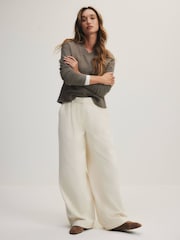 The Set Corduroy Wide Leg Trousers Cream - Image 1 of 10