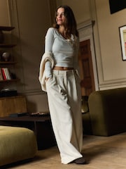 The Set Corduroy Wide Leg Trousers Cream - Image 8 of 10