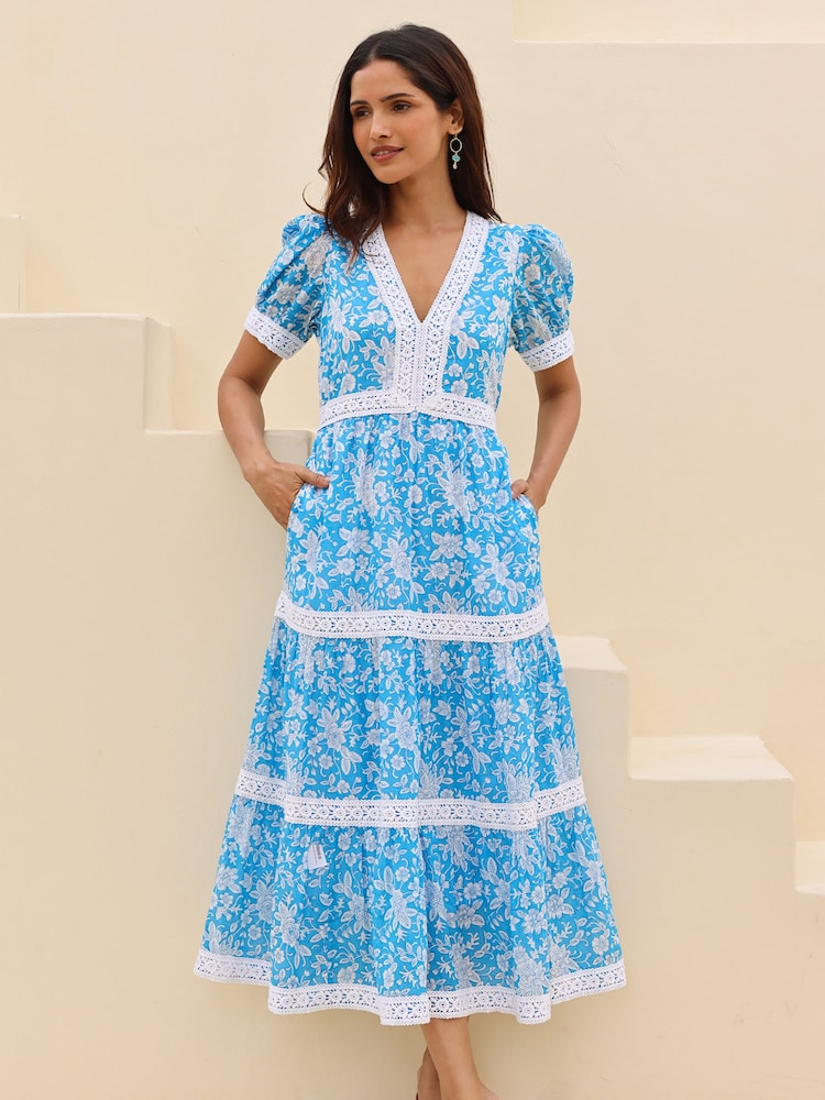 Aspiga Blue Enny Cotton Short Sleeve Dress - Image 1 of 5