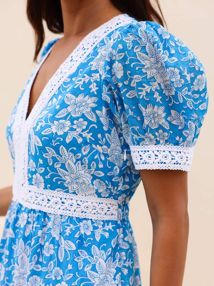 Aspiga Blue Enny Cotton Short Sleeve Dress - Image 2 of 5