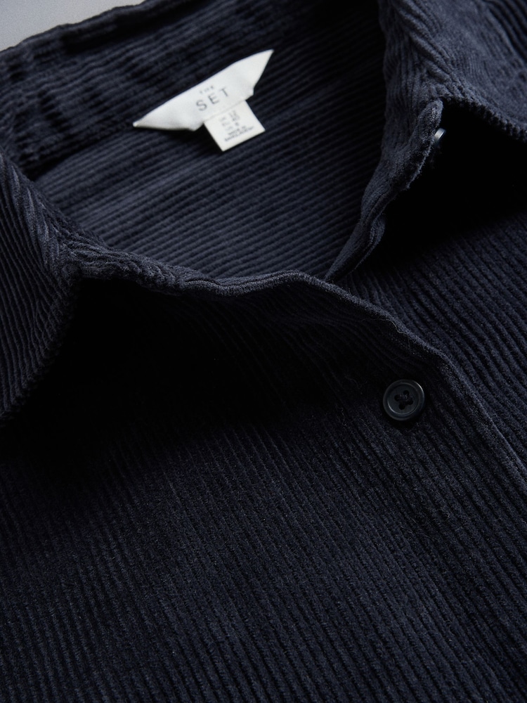 The Set 2 Pack Corduroy Cotton Shirt Dresses Cream/Navy Blue - Image 5 of 5