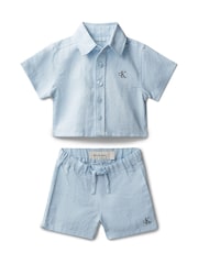 Calvin Klein Blue Knit Shorts 2 Piece Set - Image 1 of 2