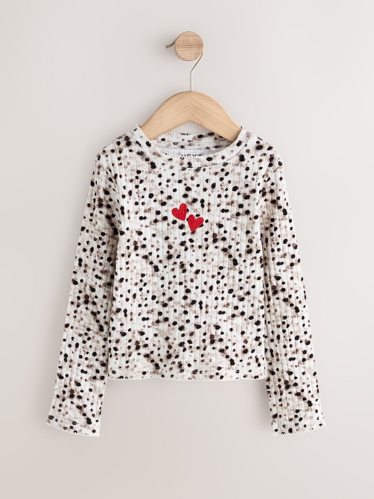 Red/Animal - Yivli Long Sleeve Tops 2 Paket (3-16il) - 6şəkildən 2 şəkil