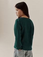Green Waffle Henley Top (3-16yrs) - Image 3 of 8