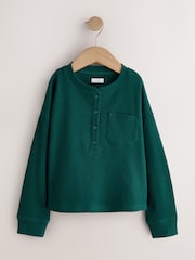 Green Waffle Henley Top (3-16yrs) - Image 5 of 8
