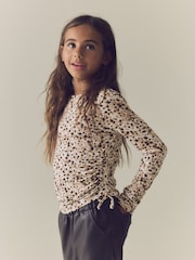 Brown Animal Long Sleeve Ruched Top (3-16yrs) - Image 1 of 8