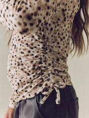 Brown Animal Long Sleeve Ruched Top (3-16yrs) - Image 4 of 8