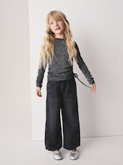 Black Sparkle Long Sleeve Ruched Top (3-16yrs) - Image 2 of 4