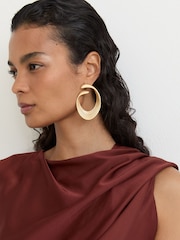 Reiss Rust Orange Mabel Satin Frill-Detail Draped Midi Dress - Image 3 of 8
