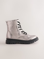 Pewter Standard Fit (F) Warm Lined Lace-Up Boots - Image 2 of 5