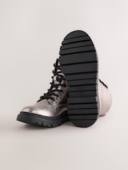 Pewter Standard Fit (F) Warm Lined Lace-Up Boots - Image 3 of 5