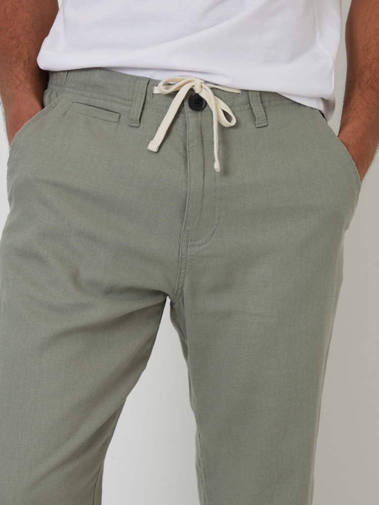 Threadbare Green Linen Blend Trousers - Image 4 of 4