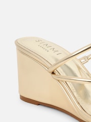 Simmi London Gold Anya Detail Wedge Sandals - Image 3 of 4