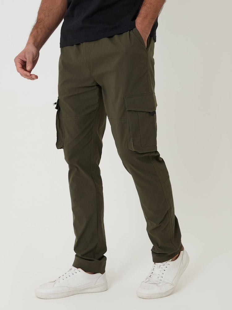 Threadbare Green Slim Fit Stretch Cargo Trousers - Image 1 of 4