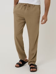 Threadbare Brown Linen Blend Trousers - Image 1 of 4