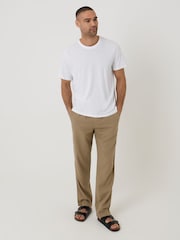 Threadbare Brown Linen Blend Trousers - Image 3 of 4