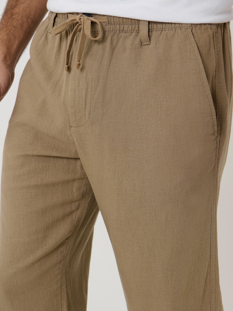 Threadbare Brown Linen Blend Trousers - Image 4 of 4 Threadbare Brown Linen Blend Trousers - Image 4 of 4
