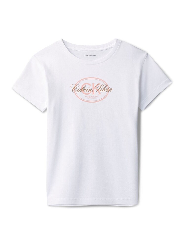 Calvin Klein White Script Logo T-Shirt - Image 5 of 5