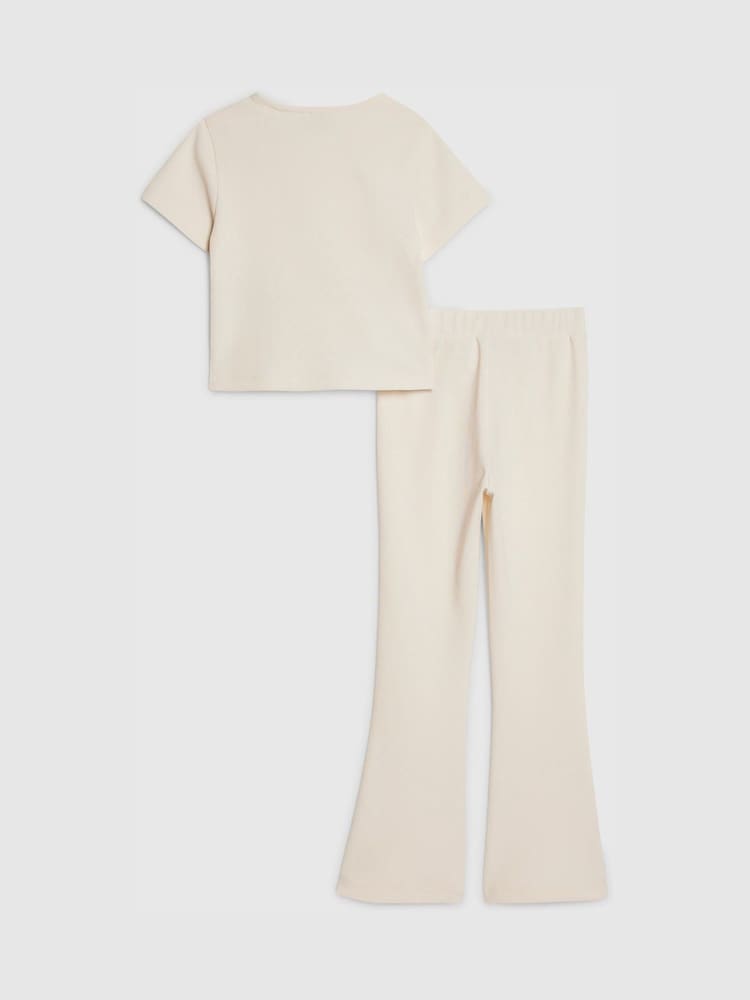 River Island Cream Ponte Smart Top & Kickflare Set - Image 2 of 5
