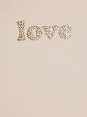 River Island Cream Premium Love Diamante T-Shirt - Image 3 of 4