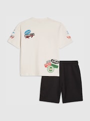 River Island White Oversized Badge T-Shirt & Short Set - Image 2 of 5